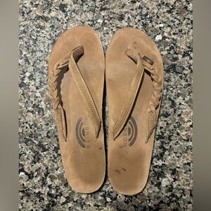 Brown Rainbow Flip Flops